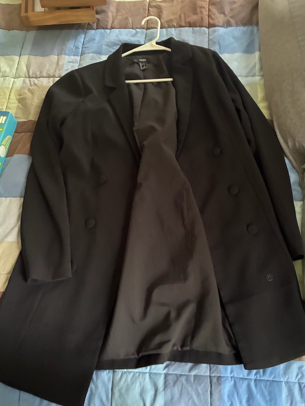 Black Double-Breasted Blazer Classic Tailored Formal Jacket